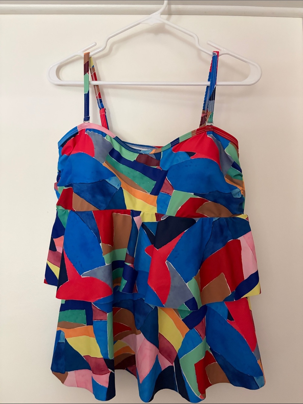 VENUS Multicolor Abstract One-Piece Tankini Top- Blue, Red, Green, Yellow